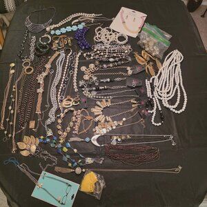 BAG OF JEWELRY 5.5 LBS NECKLACE BRACELET PIN EARRINGS CUFF LINKS TIE PINS